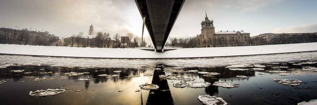 Vilnius river in January or when it is cold